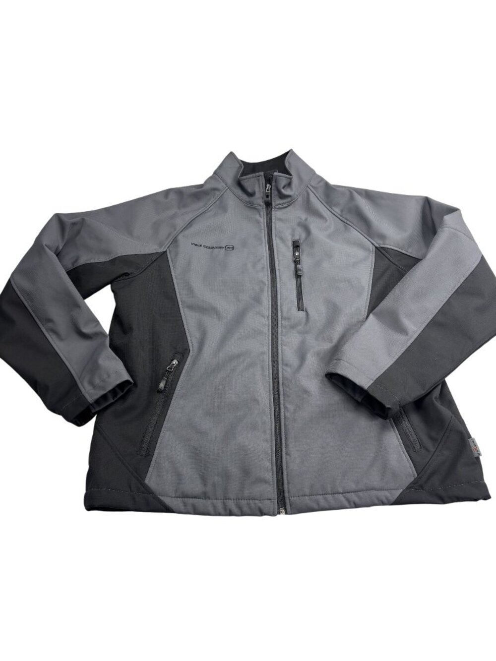 Free Country Mens Gray/Black Softshell Jacket X-Large Full Zip Lightweight Wind